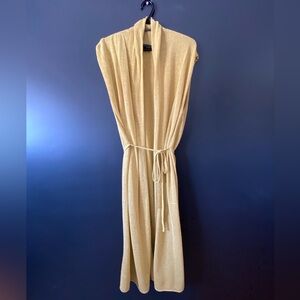 Zara Mustard/Green/Gold Sleeveless Duster Cardigan